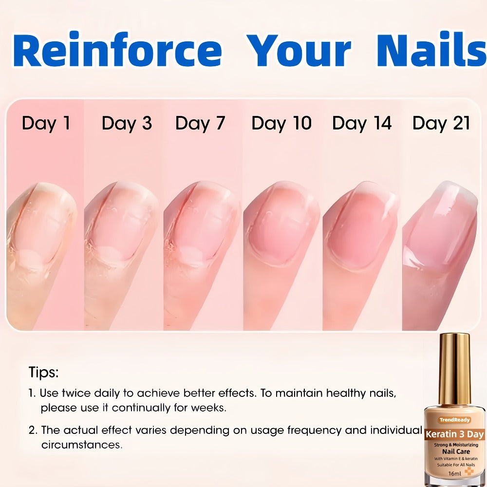 4/2pcs Nail Strengthener for Weak, Splitting, Breaking Nails - Fast Dry Keratin & Natural Protein Hardener, 4-in-1 Nail Polish Care Oil, Alcohol-Free Formula for Instant & 3-Day Nail, Manicure for Hands & Fingers