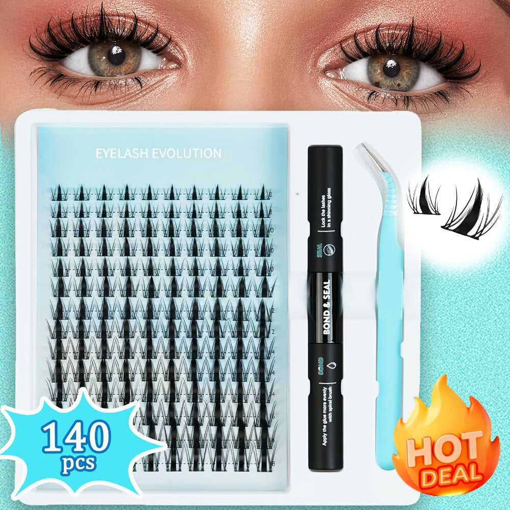 Fairy Lash Clusters Kit 8mm-18mm Manga C Curl Anime Eyelash Extension Kit Individual Spike Lashes DIY Volume Natural with Spikes Wet-Look Spiky