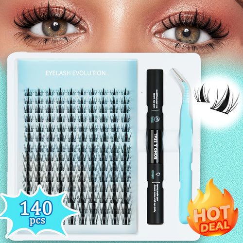 Spike Lash Clusters Kit 8mm-18mm C Curl Anime Fairy Manga Style Individual Spiky Lash Extensions DIY Volume Wet-Look Spiky Natural Lashes with Adhesive Glue