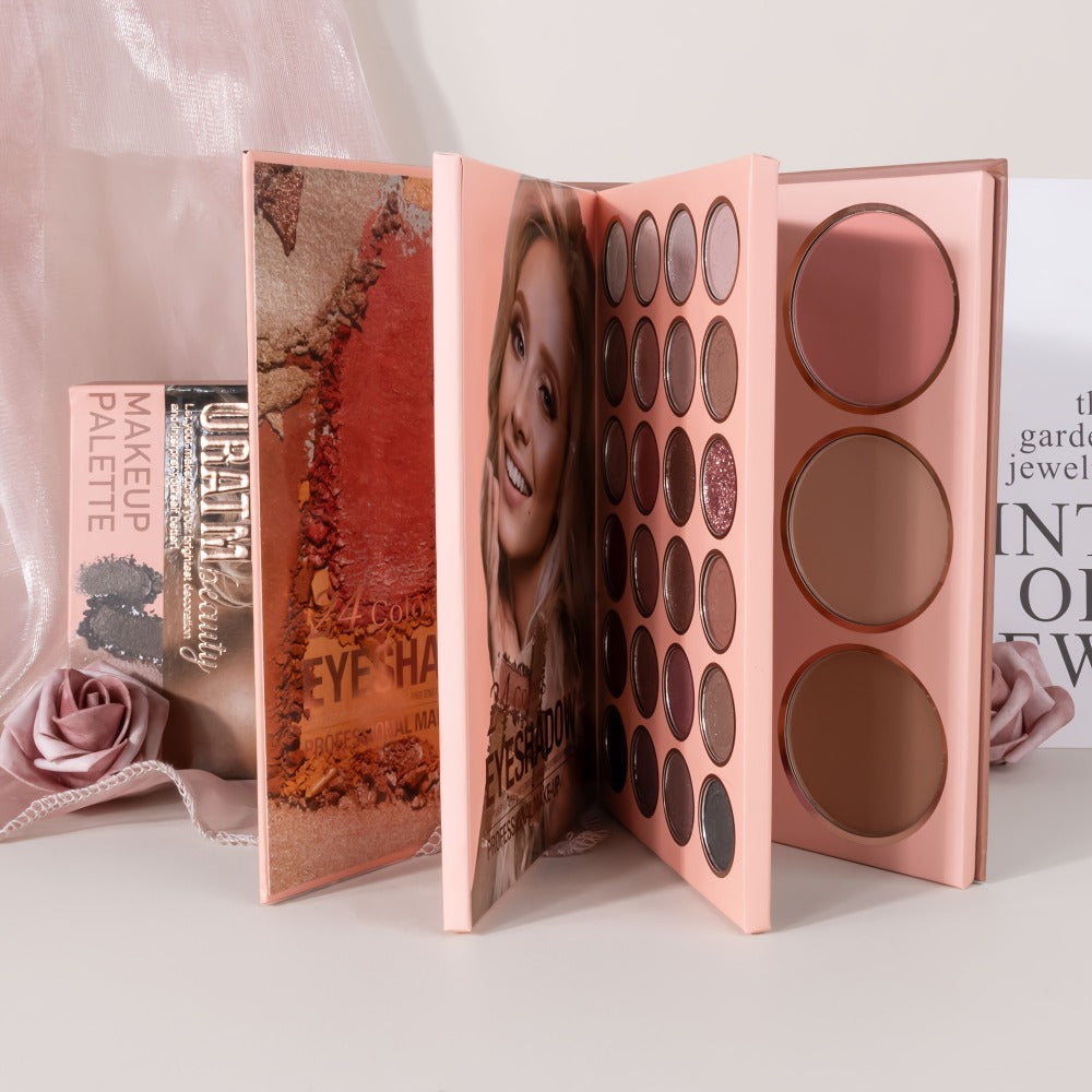 Three-layer/Four-layer Multifunctional Folding Book-style Makeup Palette, Eye Shadow, Blush And Highlighter Makeup Book All-in-one Palette, Holiday Gift Makeup Palette