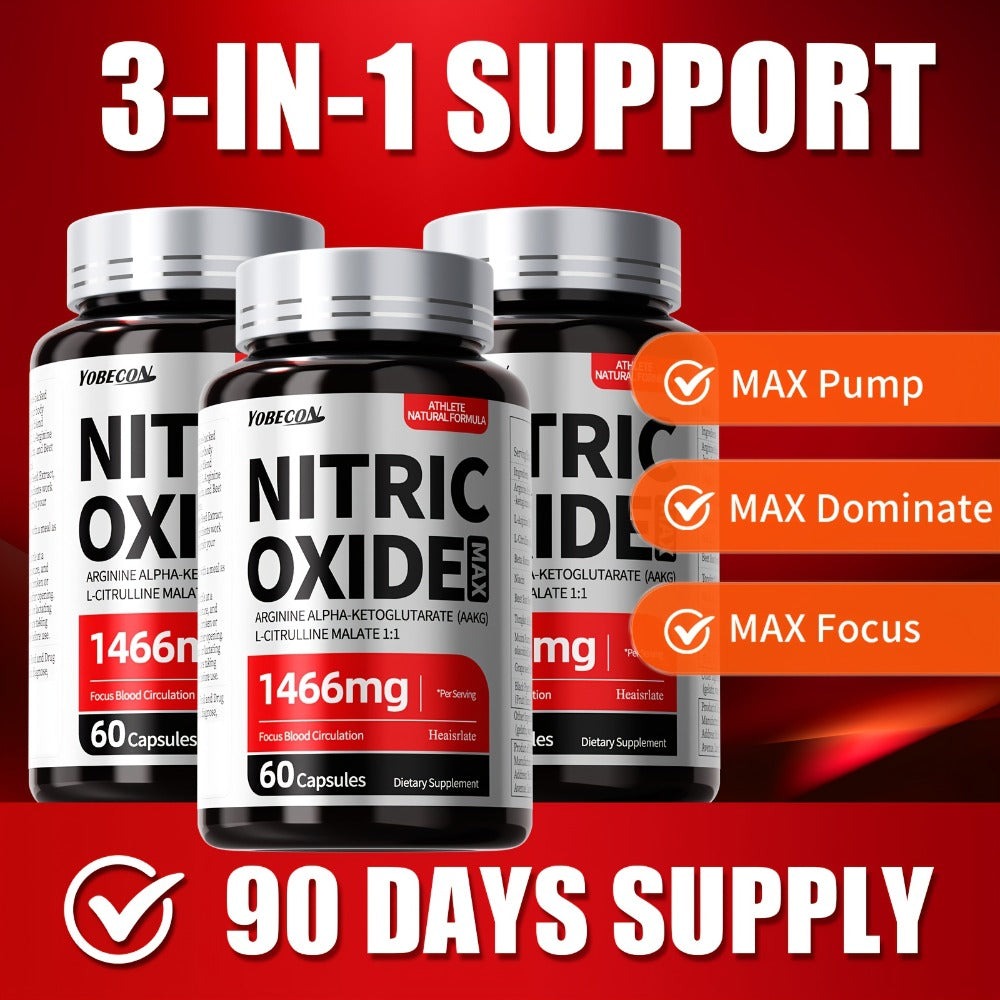 1466mg Nitric Oxide Supplement- Body Health Supplement with L Arginine, L Citrulline& Natural Beet Root, Suit for Athletes, Trainers, Men And Women, Ideal Gift