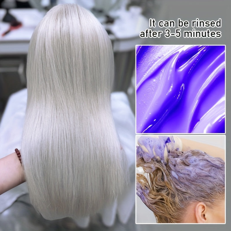 2pcs Purple Shampoo And Conditioner Set - Neutralizes Yellow And Brass Tones, Improves Shine And Flexibility, Strengthens Roots, Conditions Broken Hair, Suitable for Blonde, Silvery, Platinum, White Or Light Hair Dyes, And Makes Hair Look Healthier