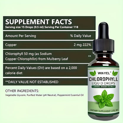 Liquid Chlorophyll Supplement Drops for Internal Deodorant Detox & Skin Clarity | Natural Energy Boost Alkalizing & Antioxidant Support | Plant-Based Daily Wellness Supplement for Men & Women