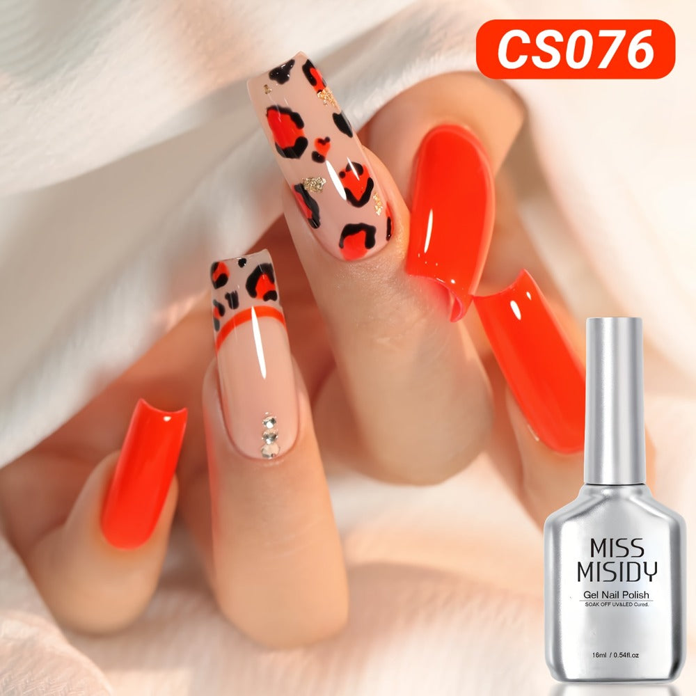 MISS MISIDY 0. 54Oz Neon Orange Gel Polish Translucent Neutral Natural Milky 16Ml Jelly Polish Art at Home (CS076)