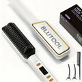 Hair Straightener Brush, 10s Fast Hair Straightener Comb Straightening Brush for Women, LCD Display, 5 Temps Flat Iron Brush, Anti-Scald (Includes Two Extra Clips And One Comb)