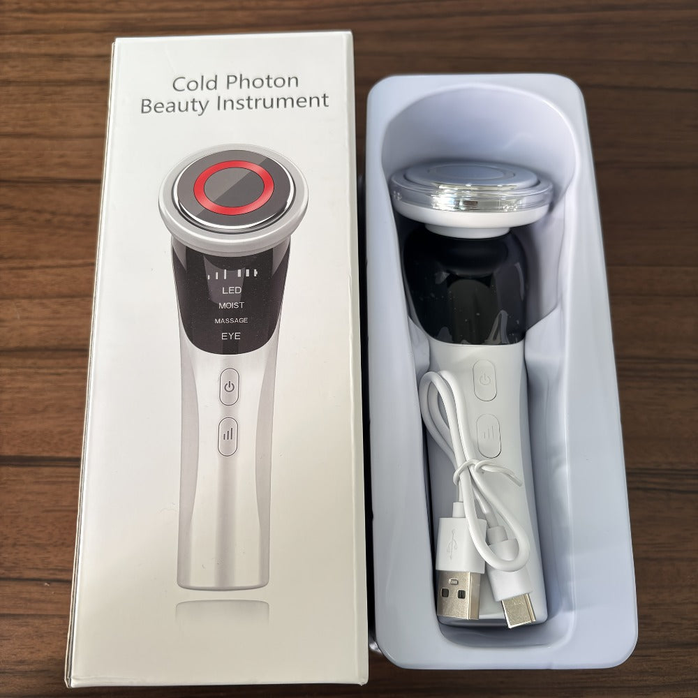 4-In-1 Beauty Massager with LED Light - Cold Photon Technology, Rechargeable Lithium Battery, USB Charging, Ideal for Face, Neck, And Eye Massage, Beauty Device | Modern Aesthetic | Rechargeable Battery Gift for Mom on Mother'S Day