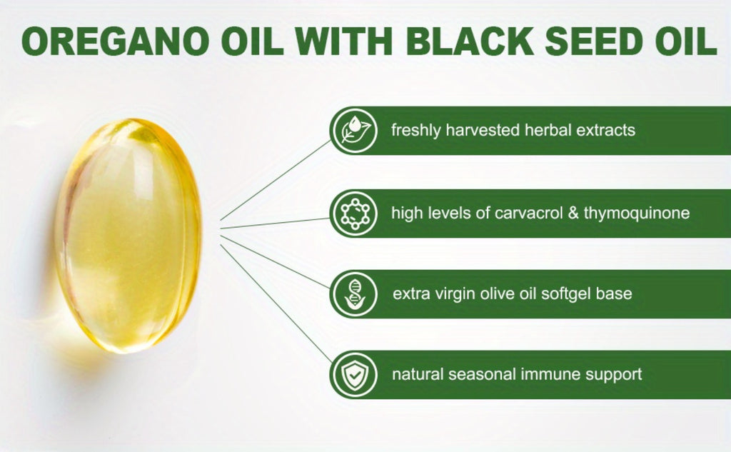 Oufex Oregano Oil | Featuring Black Seed Oil with High Carvacrol & Thymoquinone | Plantbased Antioxidant & Seasonal Wellness Support | 150 Softgels