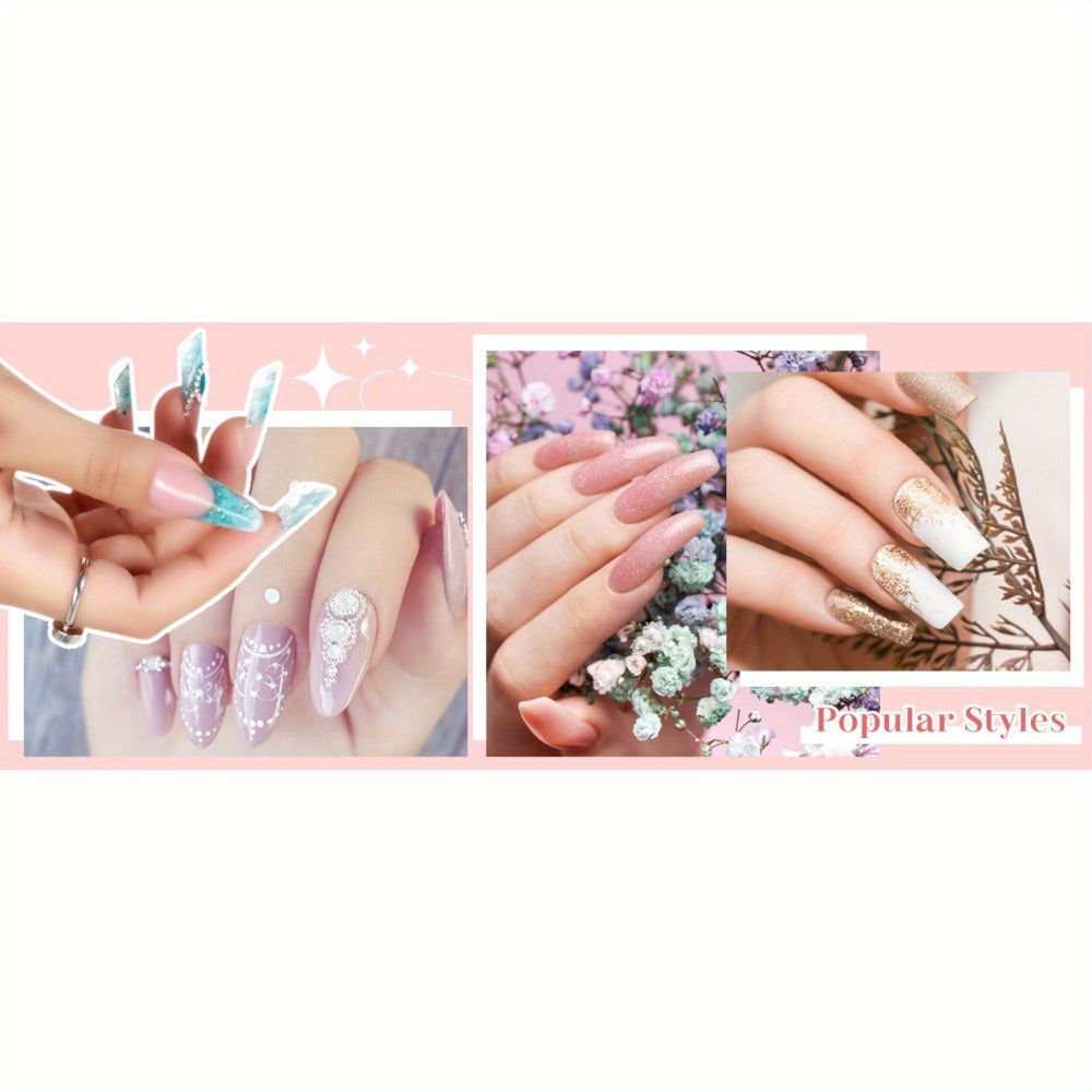 EBANKU Dual Form Kit, 192pcs Poly Gel Forms For French Nails, 96pcs Reusable Pads, 5pcs Clips, Brush Pen, Files Buffer, Extension Kit For Beginner