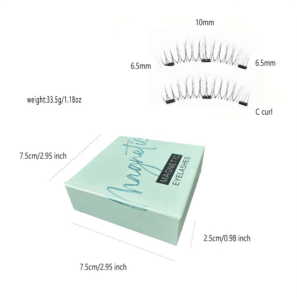 Quantum Magnet 3D Magnetic Eyelashes Slim Natural Nude with Eyelash Curler Transparent Soft Stem 1 Pair of Glue-Free Strong Magnetic Force Reusable Naturally Enlarge The Eyes Can Be