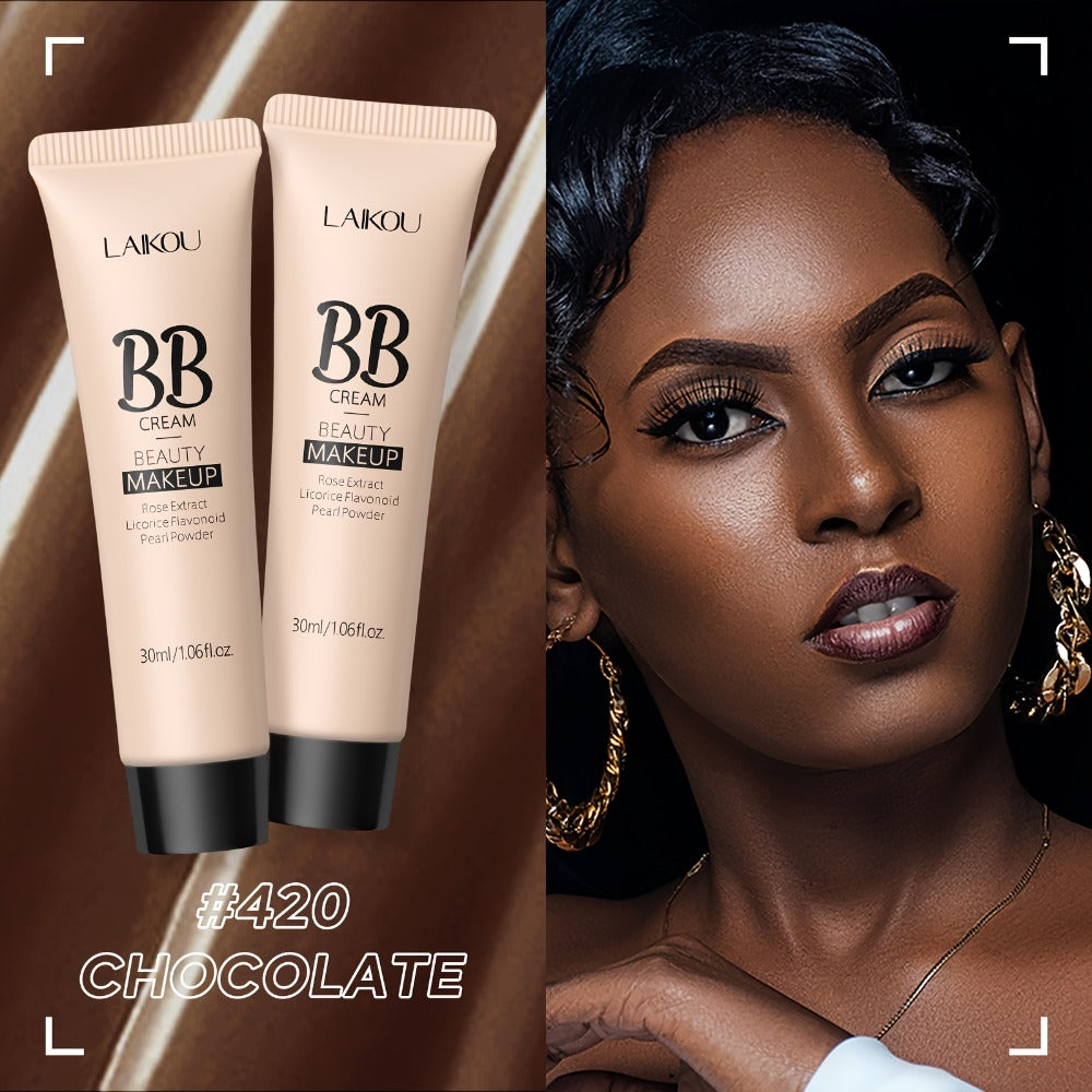 BB Cream 2PCS Set by LAIKOU – Waterproof Long-Wearing Foundation with Pore-Minimizing & Blemish-Covering Concealer, Glycerin-Infused Formula, 9 Shades, 30ml/1.06fl.oz Each