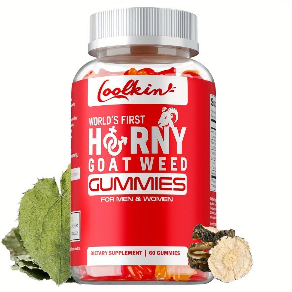 Horny Goat Weed Gummies - with Maca Root, Tongkat Ali Root, Tribulus, L-Arginine, Supports Men's Health - 60pcs