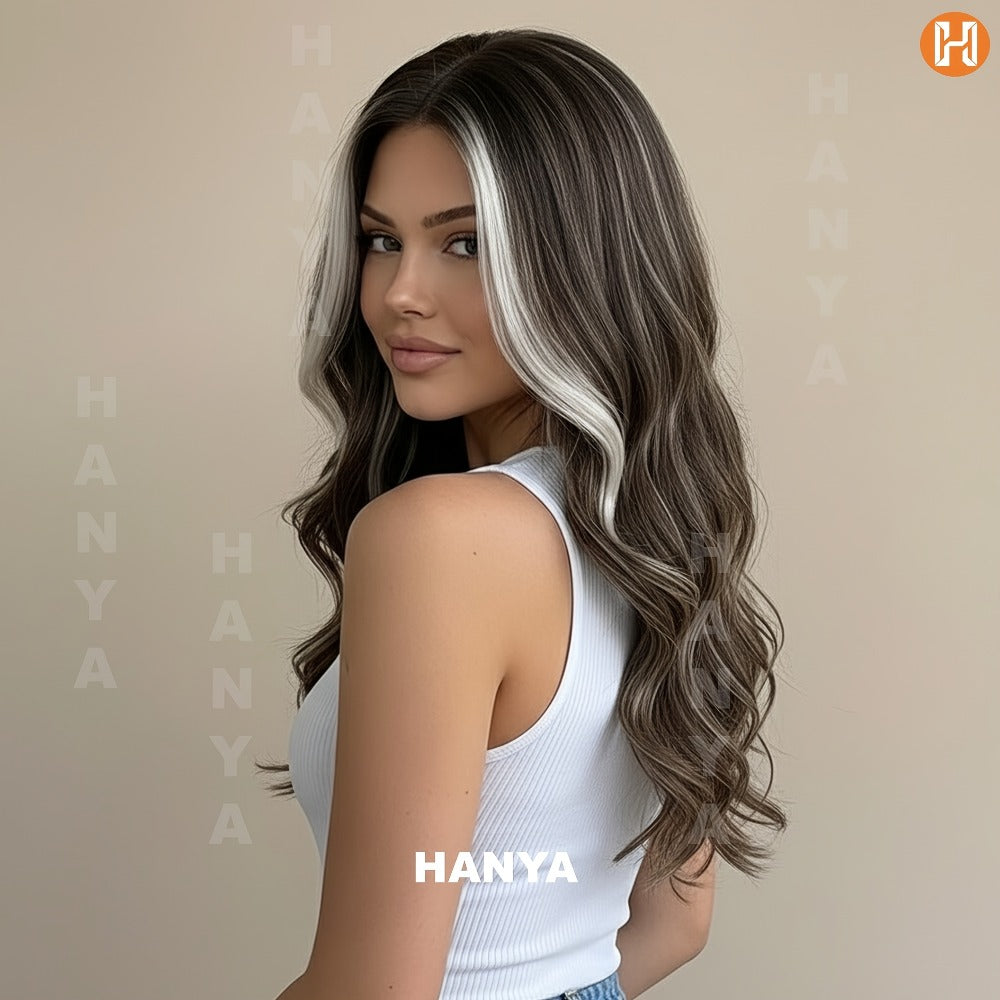 Synthetic Wig Heat Resistant Long 24 Inch for Women - Natural Daily Wear Party Beginner Friendly Multi-Color Dark Brown Ivory Golden