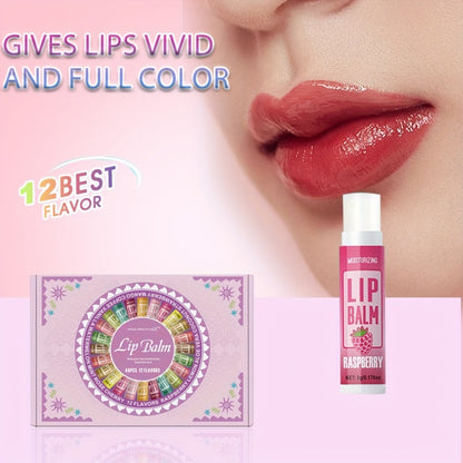 Lip Balm Gift Set 48pcs MISS FACTORX - Moisturizing Lip Butter with Glycerin, Hypoallergenic Natural Finish for All Skin Types, Unisex Adult Lip Care Collection, Valentine's Mother's Day Gift