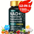 [NAD+YOUTH BOTTLE] 1500mg Per Serving] 12in 1 NAD+YOUTH BOTTLE- Extract With Nature Plants, Containing Nicotinamide Riboside, Quercetin, Support To Be Younger, Immune & Energy & Focus For Man & Women & Adult, 60 Capsules