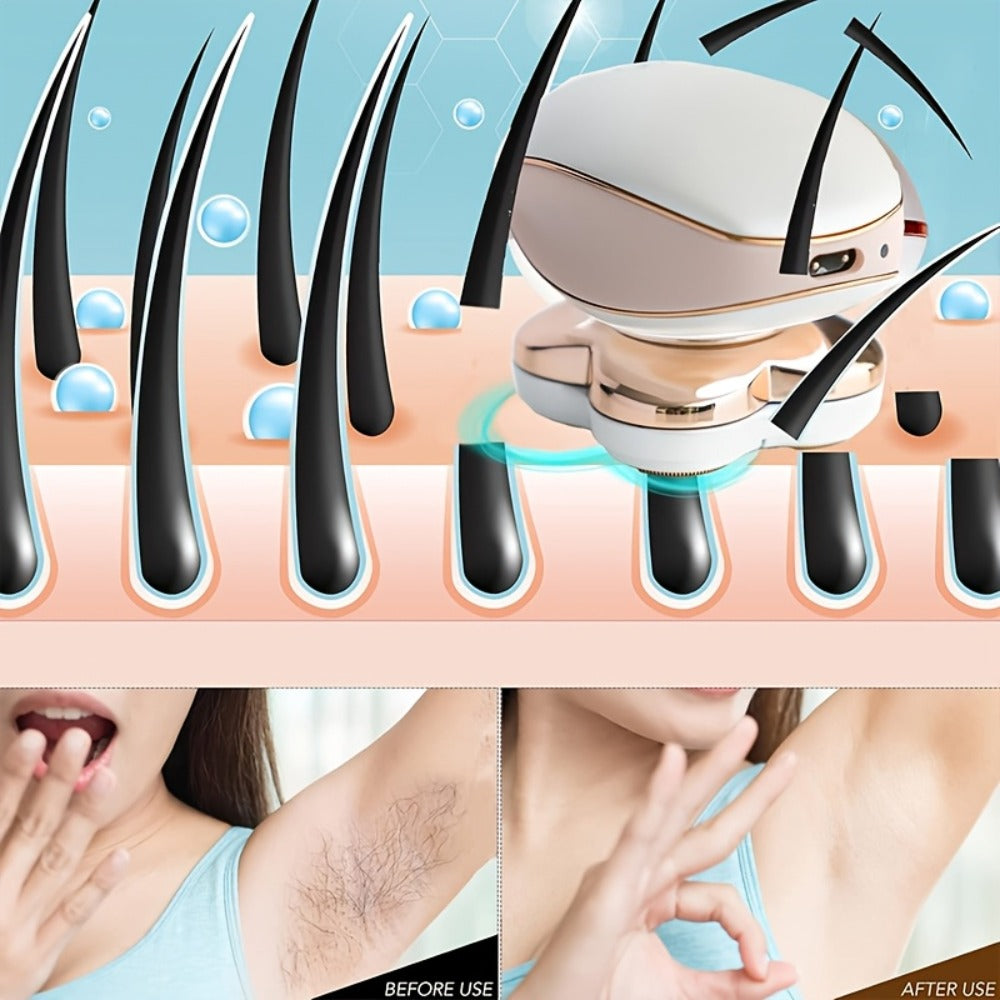 Blade Head Sold Seprately Additional Heads And Machine for, Ladies' Full-body Electric Shaver And Hair Clipper 4-head 360-degree Rotating USB Wet/dry Shaver, Suitable for Facial, Bikini Area, Legs, Arms, Chest, And Armpit Areas, Portable Full-body