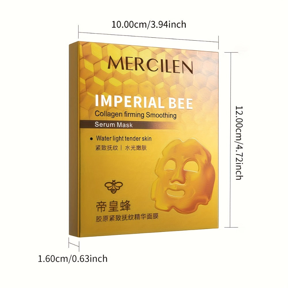 3 Boxes MERCILEN Emperor Propolis Bee Mask - with Royal Jelly, Nicotinamide, Hyaluronic Acid & Plant-Based Squalane - Deeply Hydrating, Brightening, Face Mask for Sensitive Light Beige, Golden Bee Serum - Travel-Friendly Skincare, Light Beige Color