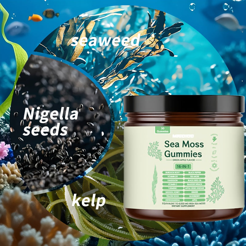 Sea Moss, Turmeric, Ashwagandha, Black Seed And Other Herbal Essence, 30gummies/60gummies
