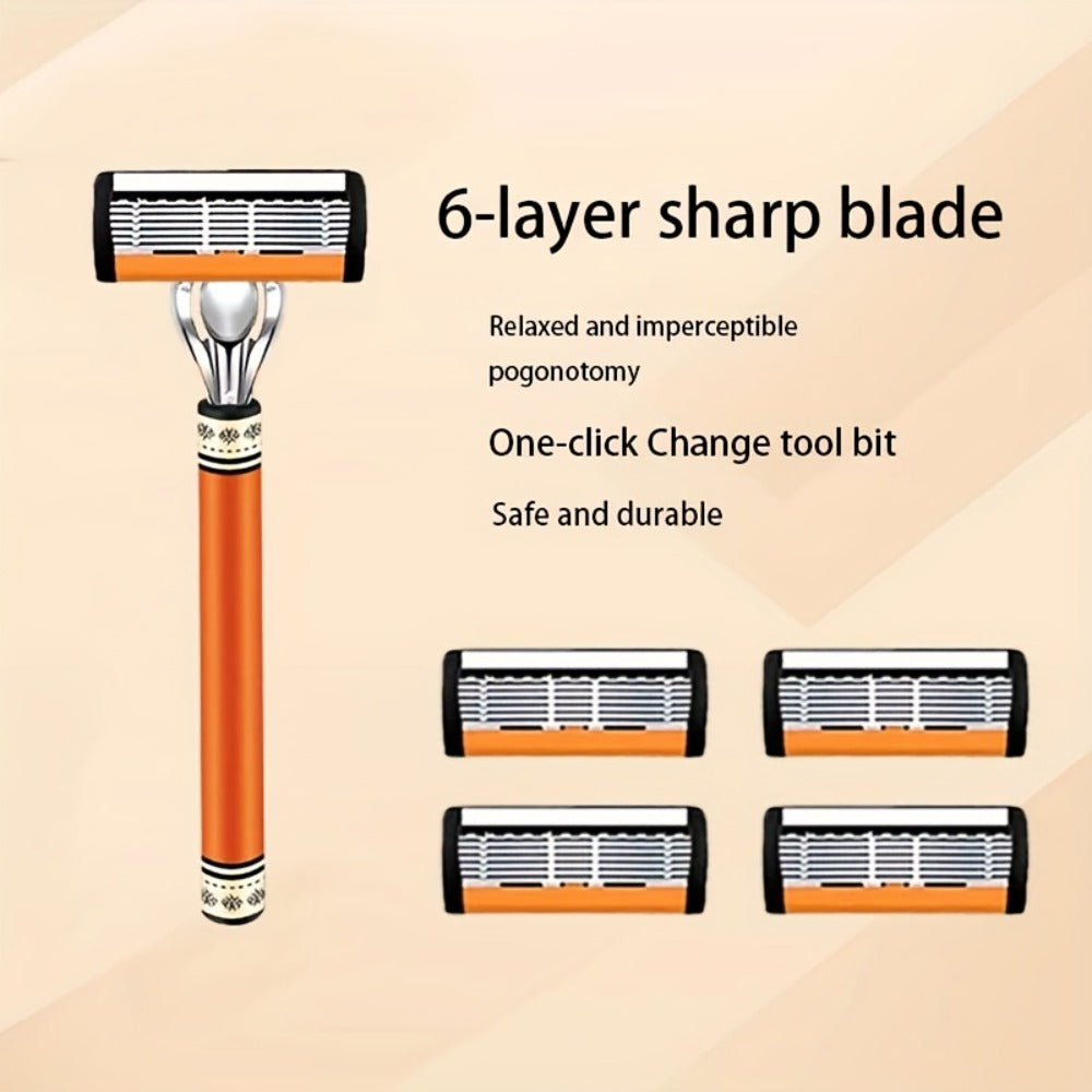 The Classic Men's Manual Razor Is Equipped with Two Comfortable Handles, Sharp And Durable Stainless Steel Blades, And A Progressively Optimized Shaving Experience. It Is An Indispensable Shaving Accessory for Men