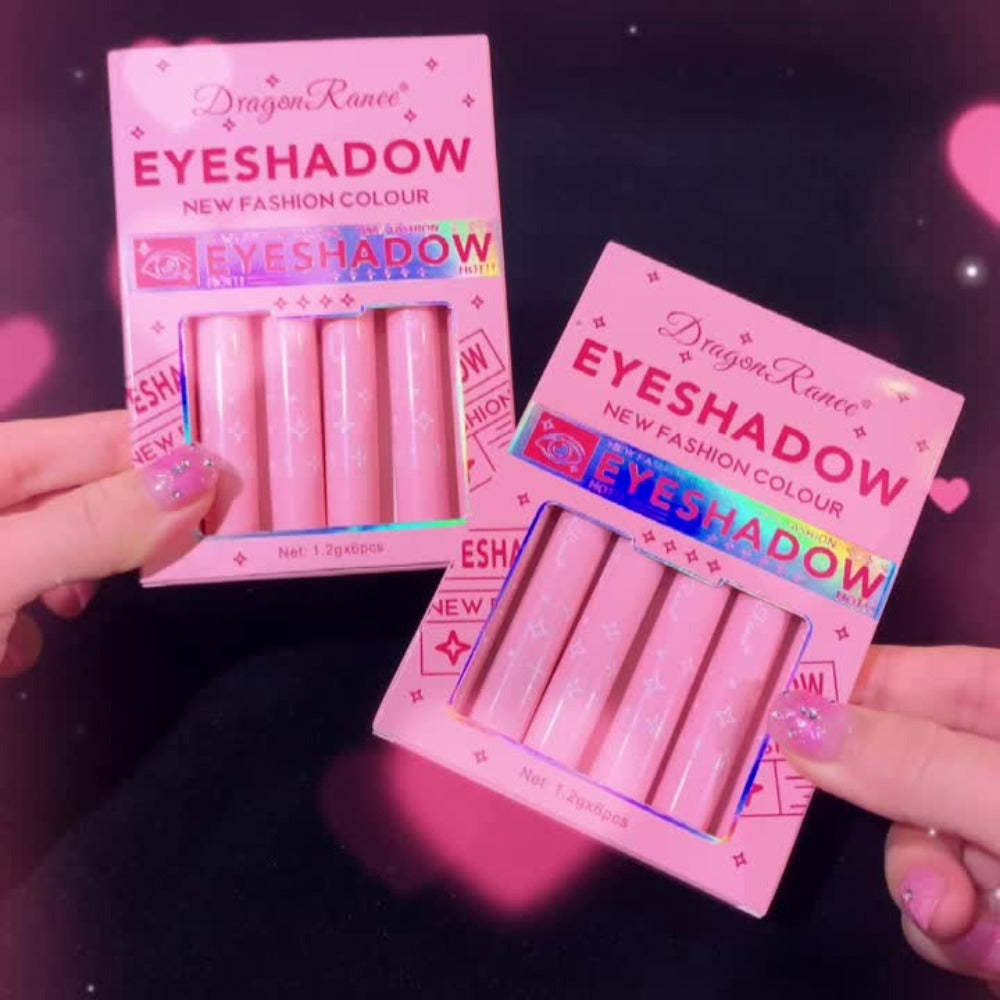 Eyeshadow Stick Set 6pcs Two-Color Dual-Ended Waterproof Eye Shadow Pencil - Non-Fading Smudge-Proof Blendable Shimmer Matte Eyeshadow for Beginners Gift