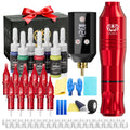 Neebol Wireless Tattoo Machine Kit Complete, Tattoo Pen With Screen Display, Tattoo Gun, 6 Hours Battery Life, Practice Skin, 10 Red Cartridge Needles, 7 Inks, Tattoo Supply Equipment For Beginners And Tattoo Artists, Makeup Body Art Easter Gifts