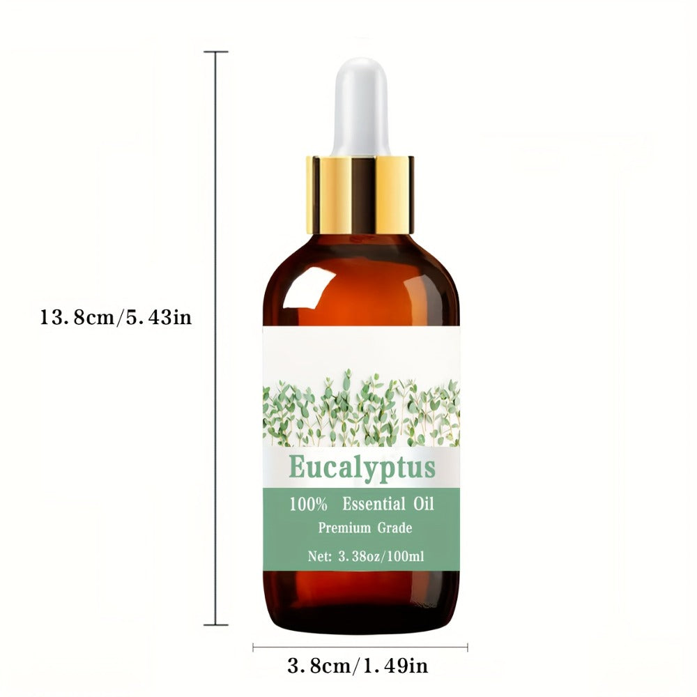 Eucalyptus Essential Oil 100ml - 100% Pure Therapeutic Grade Aromatherapy Oil for Hair Growth, Skin Care, Nail Strengthening, Massage & Relaxation - Natural Body Oil for Men & Women