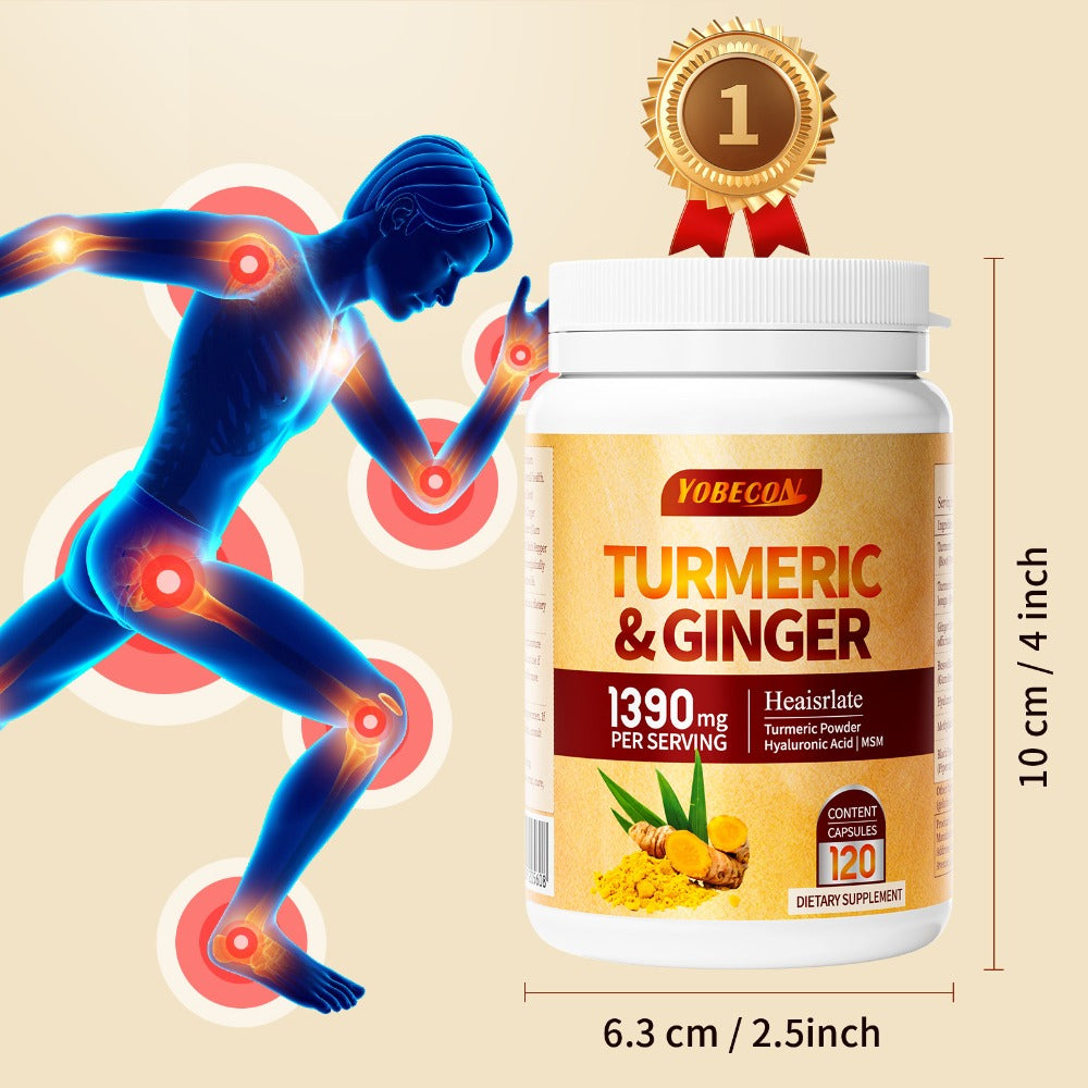 [Turmeric Supplement] Sports Support, Skin And Digestion Health Helps Maintain Vitality And, Contains Black Pepper, Family Pack And Winter Gifts, 120 Powder Capsules