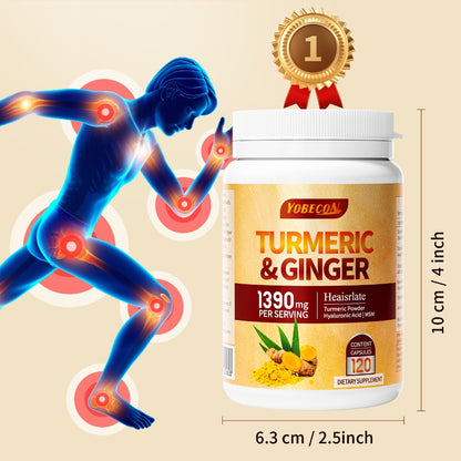 Turmeric Supplement with Black Pepper – Sports Recovery, Skin Health & Digestion Support for Women & Men, 120 Powder Capsules Anti-Inflammatory Vitality Formula