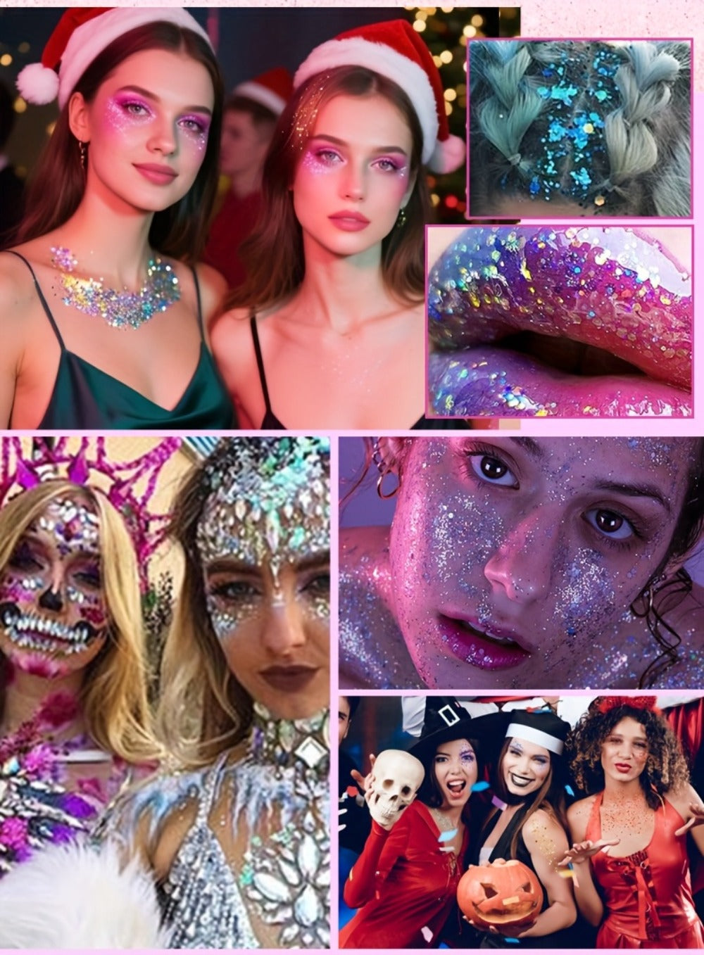 30pcs/box Face Glitter, Body Glitter, Transparent White Glitter Gel, Hair Glitter Gel, Various Shapes Colorful Glitter, Mermaid Sequin Makeup, Face Painting, Women'S Thick Shiny Glitter Gel Gift Se