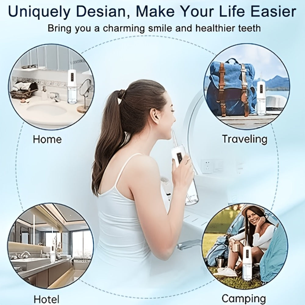 Smart Electric Water Flosser with Precision Pressure Control, 360° Rotating Nozzle - Deep Clean for Teeth & Gums, Replaceable Heads, USB Rechargeable Oral Irrigator for Home & Travel