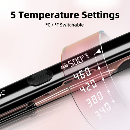 Professional Hair Straightener Flat Iron 500°F — Plasma Ionic Ceramic Plates, LCD Display, 60-Min Auto Off, Frizz Control for All Hair Types