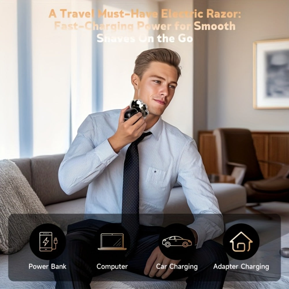 9D Upgraded Version, Men's Electric Shaver, IPX5 Waterproof Wet And Dry Double Shaving, LED Screen Display+USB-C Fast Charging, 9/7 Rotary Cutter for Bald Head, Nose Hair Trimming+Cleansing Massage Set