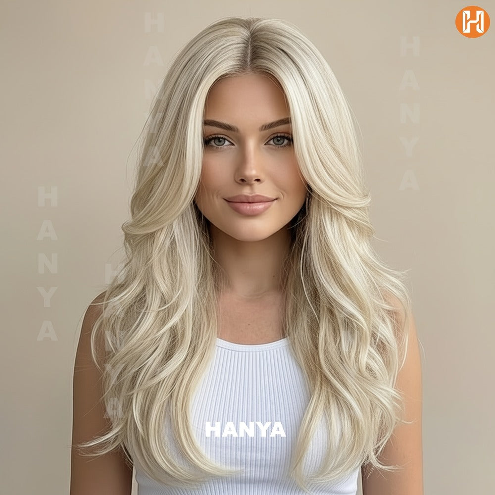 Synthetic Wig Heat Resistant Long 24 Inch for Women - Natural Daily Wear Party Beginner Friendly Multi-Color Dark Brown Ivory Golden