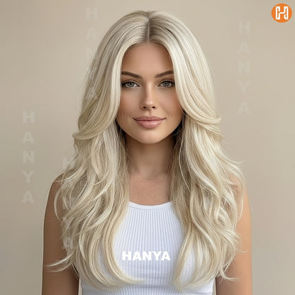Synthetic Wig Heat Resistant Long 24 Inch for Women - Natural Daily Wear Party Beginner Friendly Multi-Color Dark Brown Ivory Golden