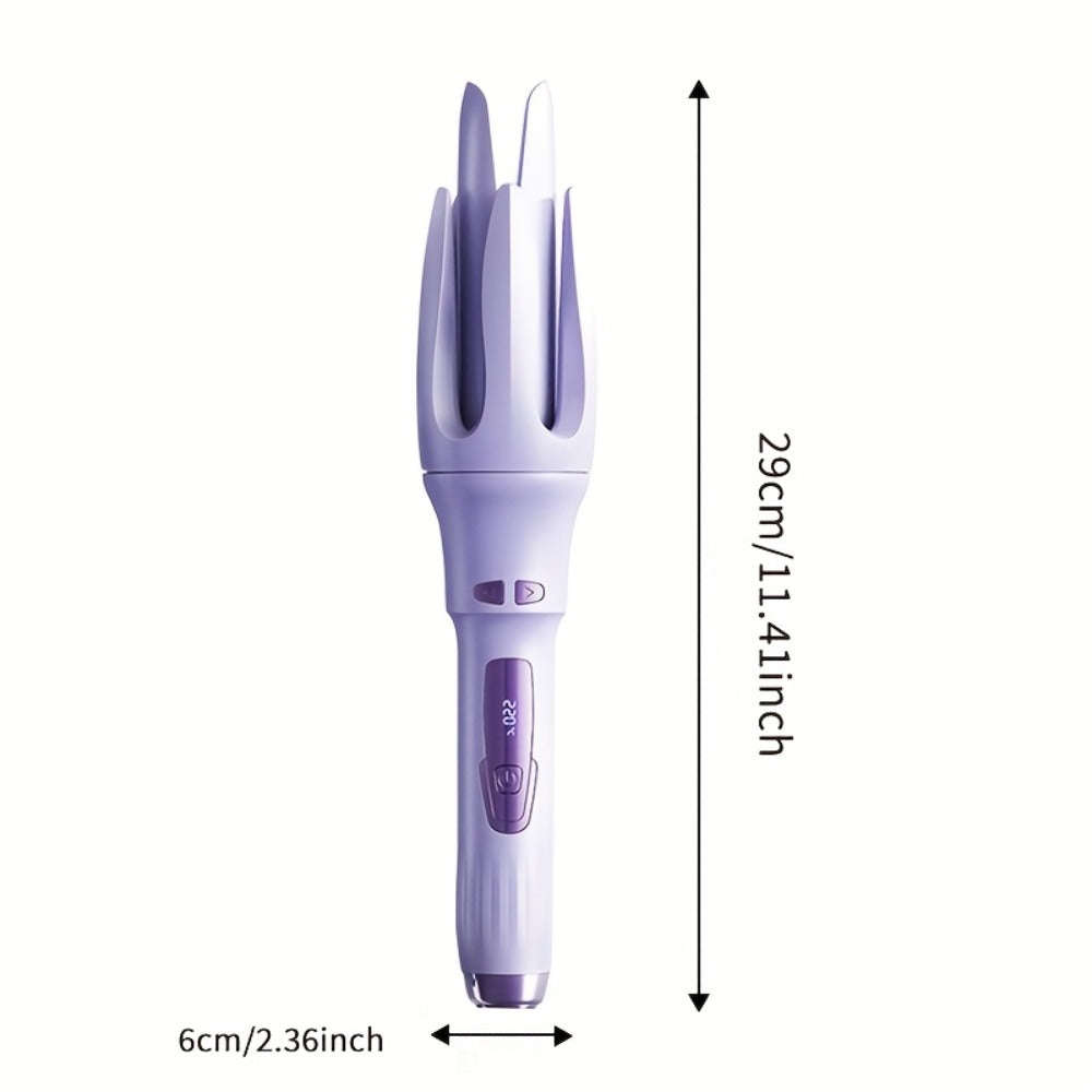 Automatic Hair Curler Rotating Barrel Electric Auto Curling Iron with US Plug Ceramic Tourmaline Hair Waver for Women Mom Birthday Gift Purple