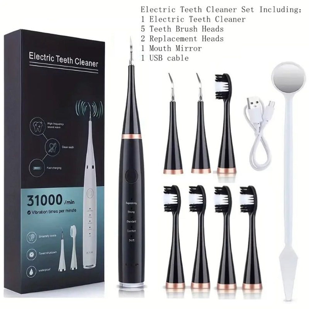 Electric Teeth Cleaner, USB Rechargeable Teeth Cleaning Tool Kit, 5 Cleaning Modes, Promote Gum Health, Suitable for Family And Friends Holiday Gifts