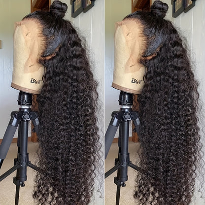 13x4 Lace Front Wig Synthetic Loose Curly Wave Glueless Pre Plucked Heat Resistant for Women Natural Hairline Daily Party 22 24 32 34 Inch Color 1B