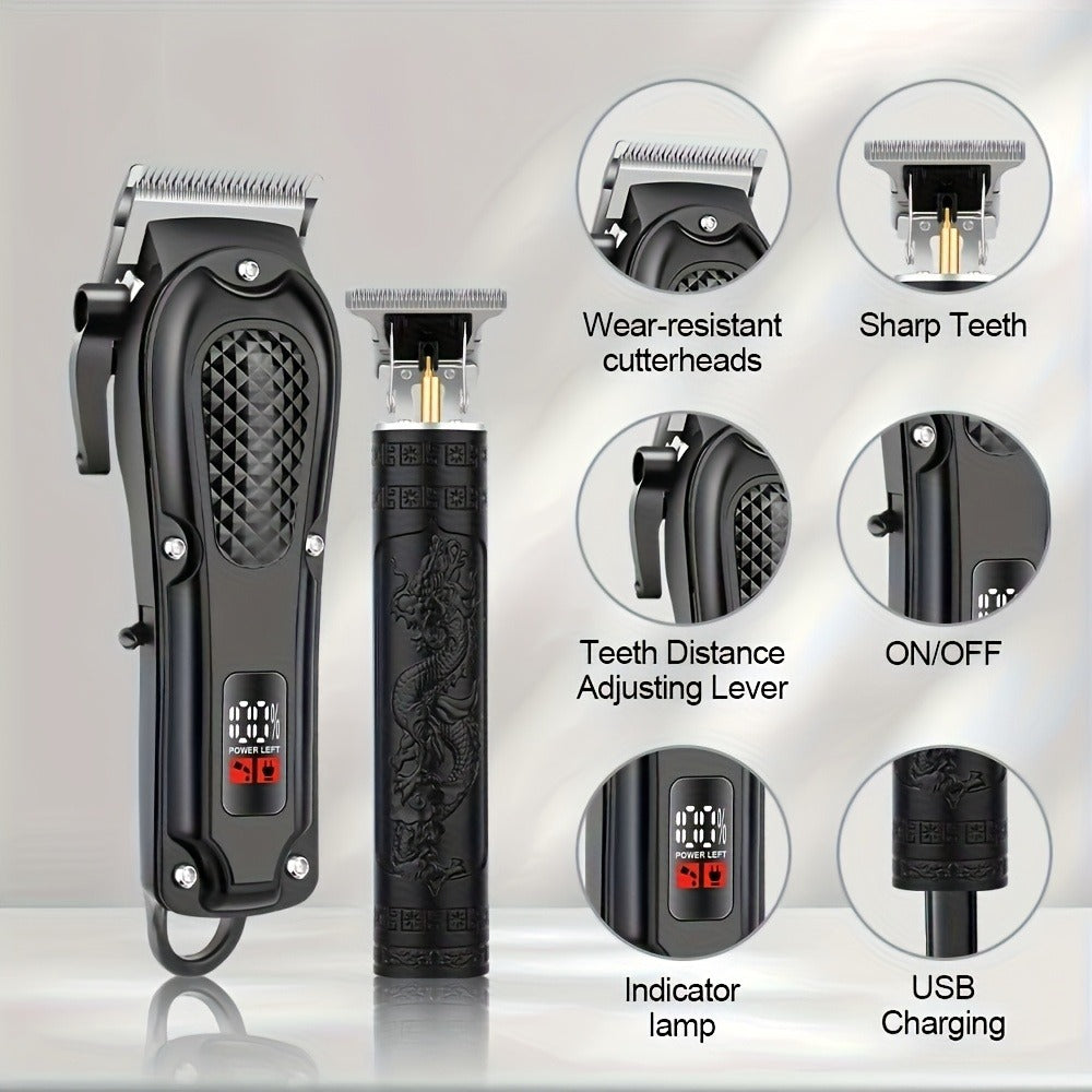 Cordless Hair Clipper Kit for Men - USB Rechargeable Electric Hair Trimmer Set, 2-Piece & 4-Piece Barber Tool for Home & Travel, Black Blue Gold