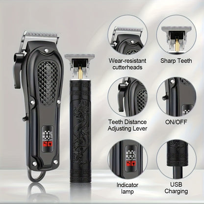 Cordless Hair Clipper Kit for Men - USB Rechargeable Electric Hair Trimmer Set, 2-Piece & 4-Piece Barber Tool for Home & Travel, Black Blue Gold