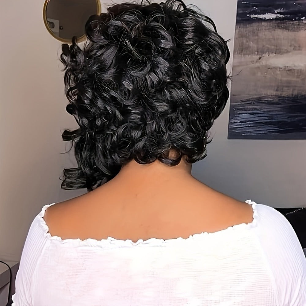 Afro Wig for Women Curly Bob 12 Inch Synthetic Loose Curly Short Bob Rose Net Cap Voluminous Natural Look Black Dark Brown Deep Red Holiday Party Daily Wear