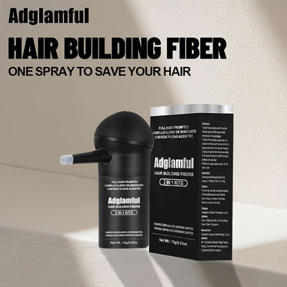 Hair Building Fibers 2-in-1 Kit 15g - 1-Second Adsorption Natural Invisible Thinning Hair Concealer | Covers Gray | For Men & Women | 4 Shades