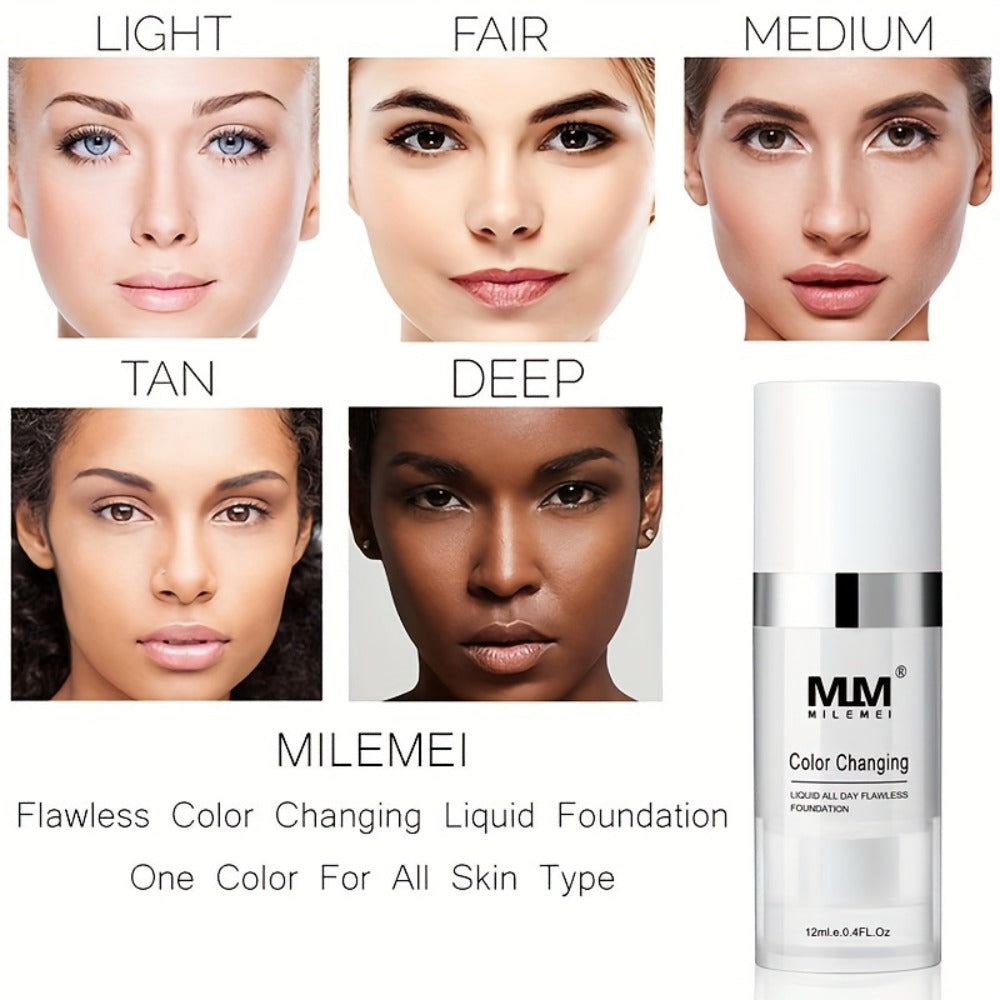Color Changing Foundation BB Cream Set 3pcs Matte Oil Control Concealer Base Long Lasting Smudge Proof - Light Beige to Medium Shade Travel Size Makeup