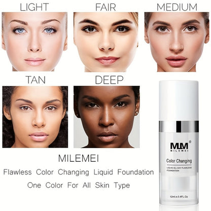 Color Changing Foundation BB Cream Set 3pcs Matte Oil Control Concealer Base Long Lasting Smudge Proof - Light Beige to Medium Shade Travel Size Makeup