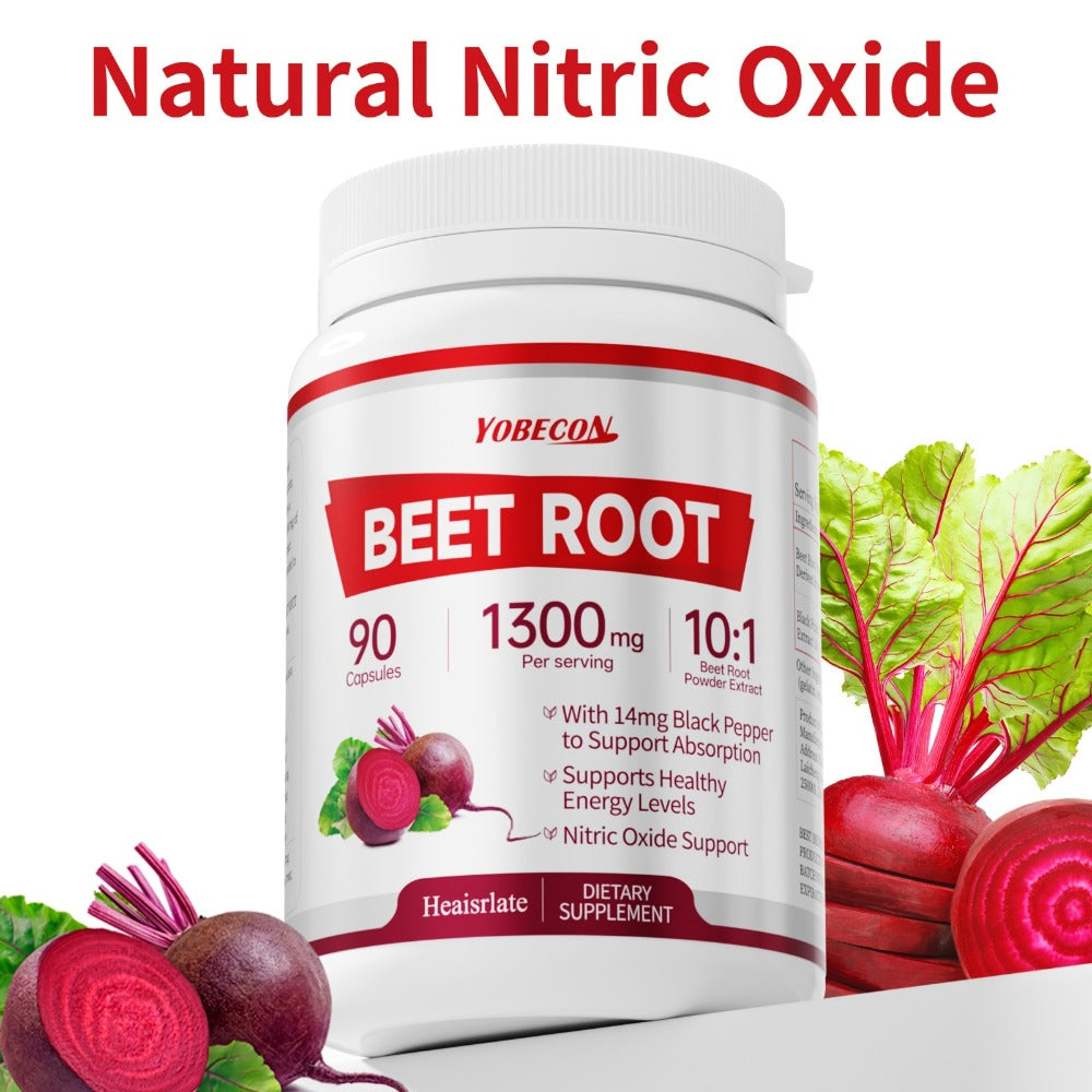 [Natural Nitric Oxide] 1/2/3 Bottles Beet Root Capsules-1300mg High Strength Per Serving-Plant-Based Formula for Blood Flow, Intestinal Digestion, Energy & Circulation Support-Local Warehouse Vitamin And Supplements, Gifts for Men And Women