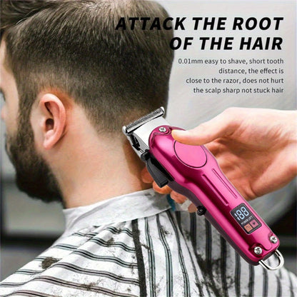 Cordless Hair Clipper Set for Men & Women — Professional Wireless Barber Clippers, T-Blade Trimmer, Powerful Motor, Steel Blades, Adjustable Taper Lever, LED Screen, Rechargeable, Home & Travel Grooming