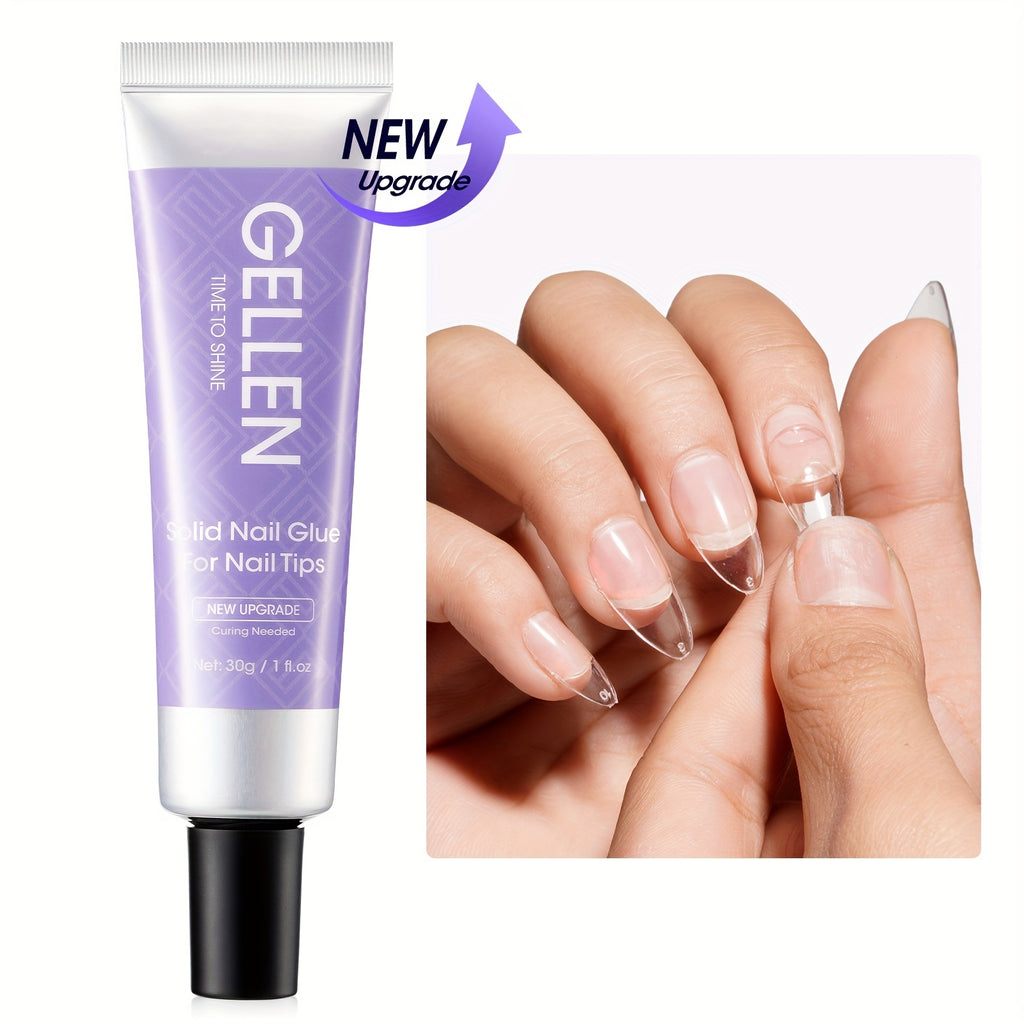 Gellen Solid Gel Nail Glue 30g Solid Nail Glue Gel For Press Ons Clear Gel Glue Strong U V Nail Glue For Acrylic Nails Tip Press On Nails Extension Charm Gel Glue For Nails U V Light, Christmas Gift For Women