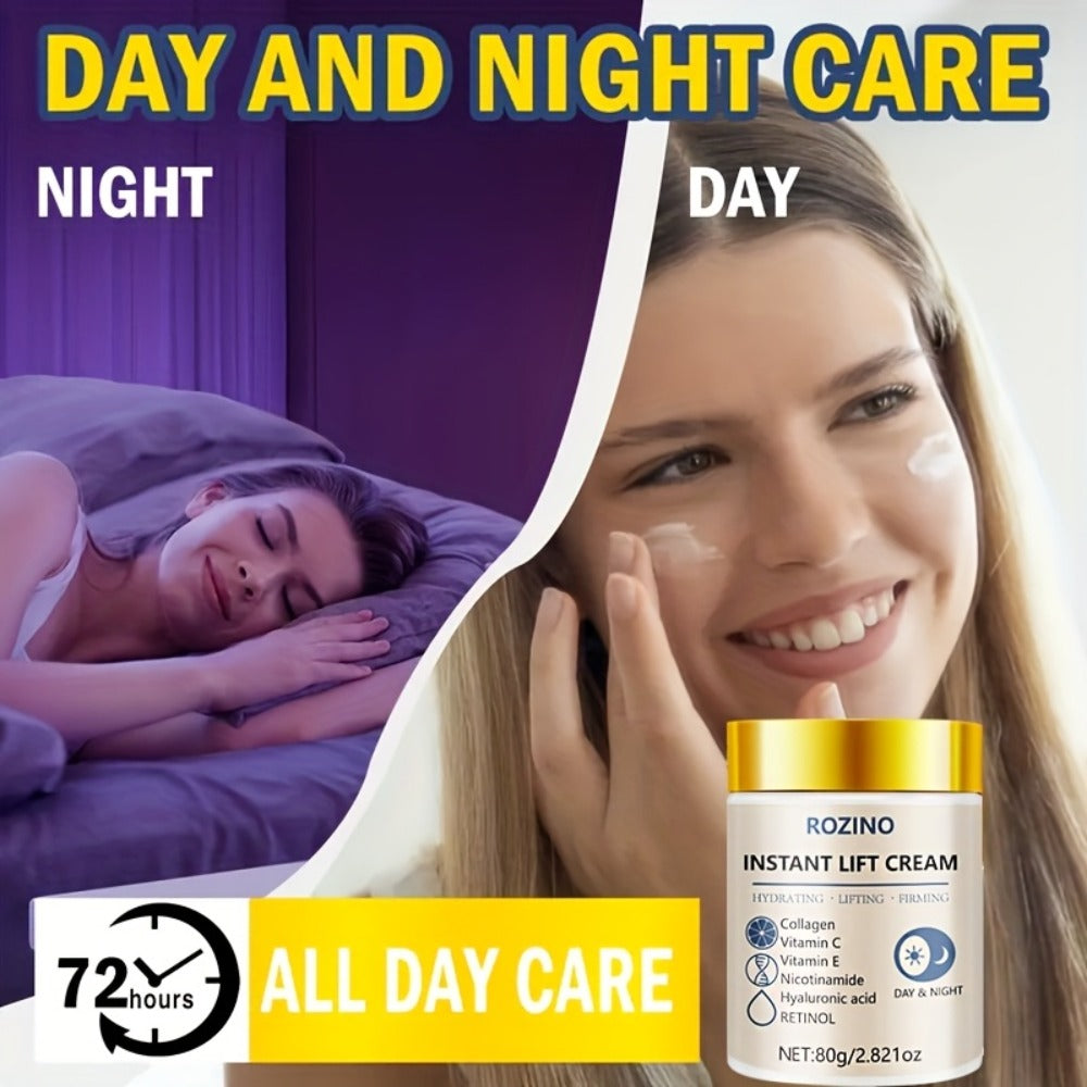 ROZINO Instant Collagen & Niacinamide Cream - 5-Second Lift And Tightening, Collagen-Infused Face And Neck Cream for Dark Circles, Puffiness, Sensitive Beige, Sensitive Eyes, All Beige Types, Instant Firming Moisturizer