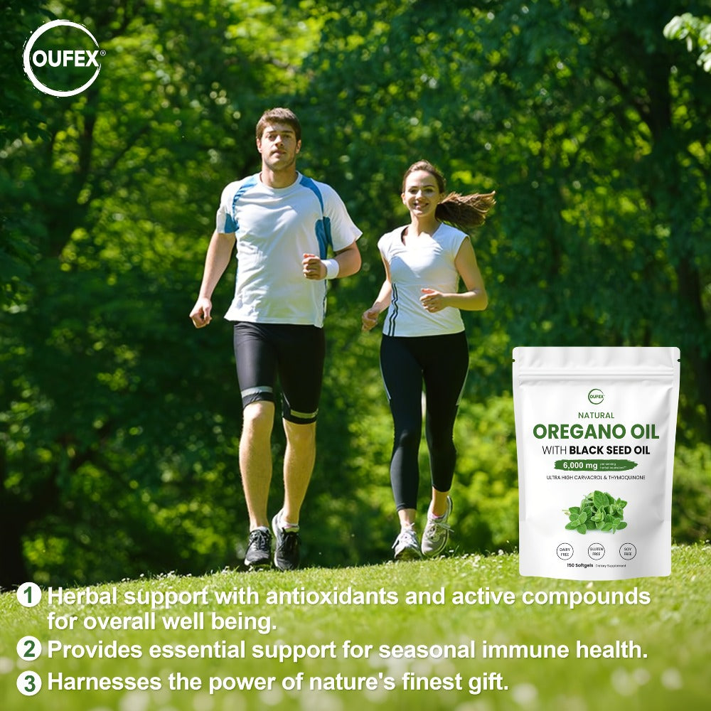 Oufex Oregano Oil | Featuring Black Seed Oil with High Carvacrol & Thymoquinone | Plantbased Antioxidant & Seasonal Wellness Support | 150 Softgels