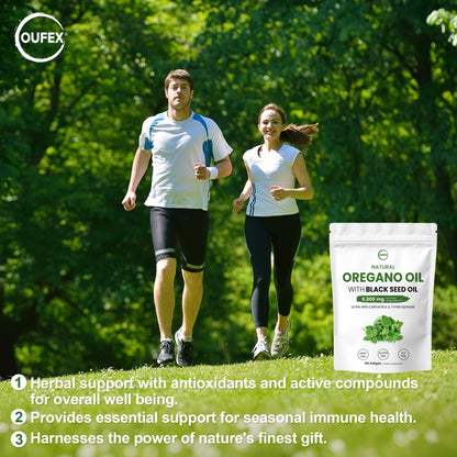 Oregano Oil Softgels with Black Seed Oil | High Carvacrol & Thymoquinone | Plant-Based Antioxidant & Immune Seasonal Wellness Support Supplement | 150 Softgels