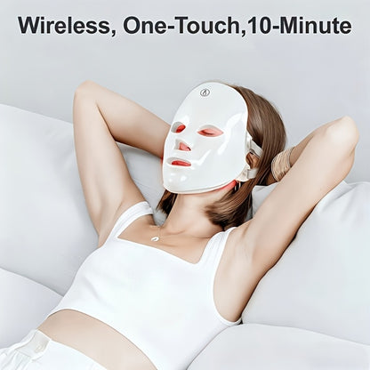 7-Function LED Skincare Mask Advanced Facial Radiance Device - Multi-Mode Light Therapy for Skin Brightening Firming Anti-Aging - Professional Home Beauty Tool Holiday Gift for Women