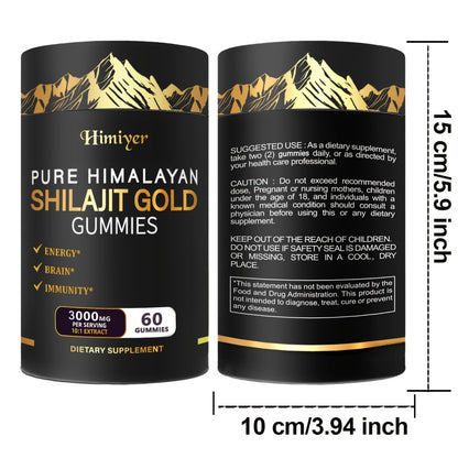Shilajit Supplement 3000mg with Ginger Ginseng Ashwagandha | Multi-Mineral Phytonutrient Complex for Energy Stamina & Vitality | Powerful Adaptogen Blend for Men & Women